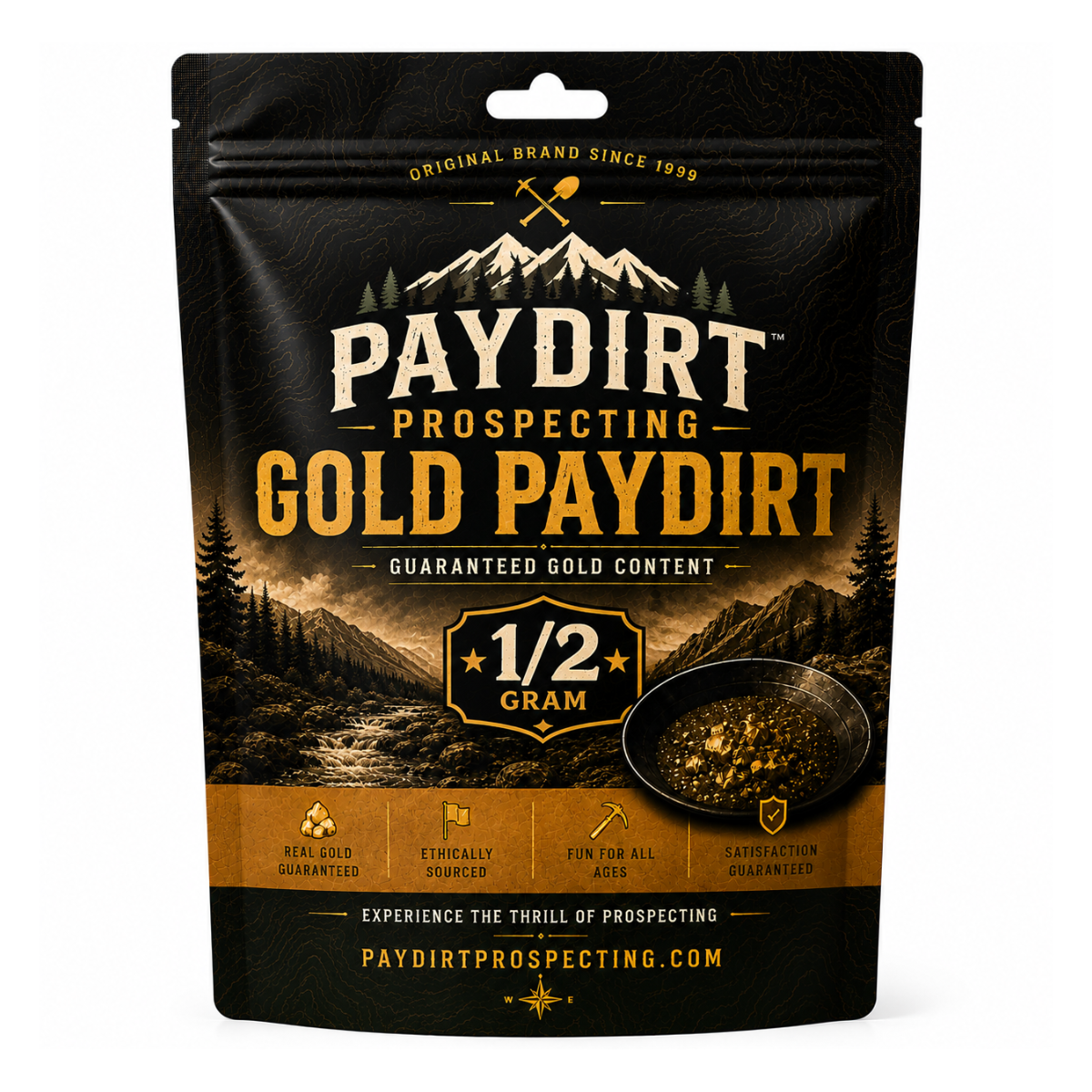 Gold Paydirt Prospecting Bag | Guaranteed 1/2 Gram Real Gold | Premium Gold Panning Concentrates
