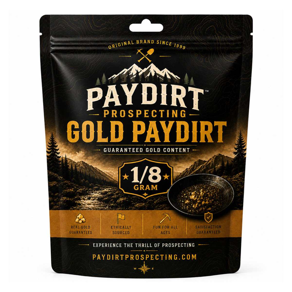 Gold Paydirt Prospecting Bag | Guaranteed 1/8 Gram Real Gold | Premium Gold Panning Concentrates