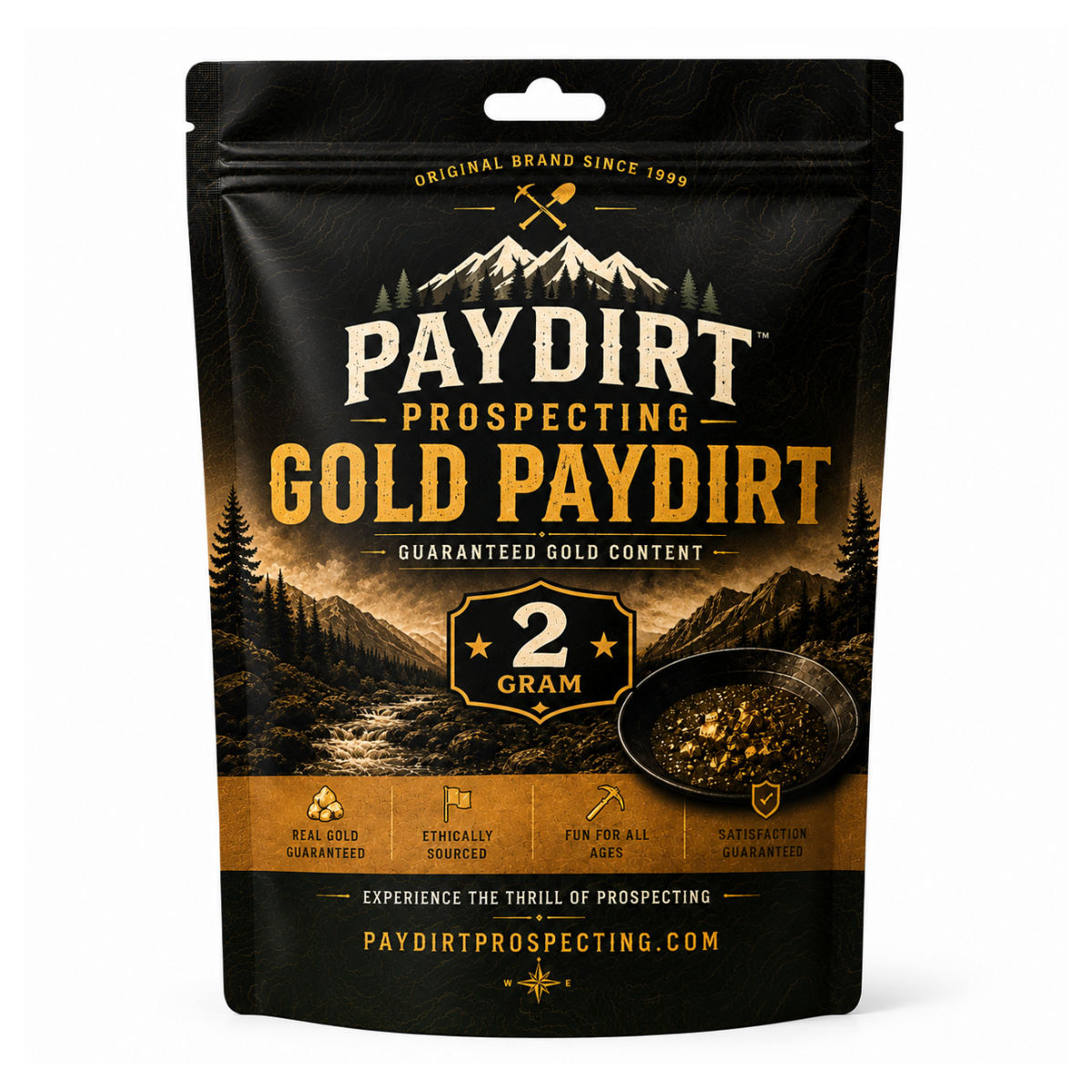 Premium gold panning concentrates paydirt bag with real gold